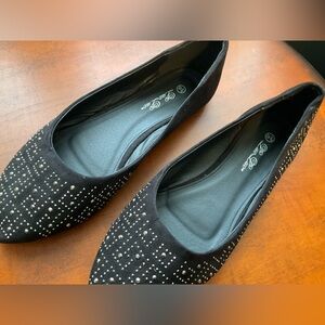 Lou Lou Black Rhinestone Flats